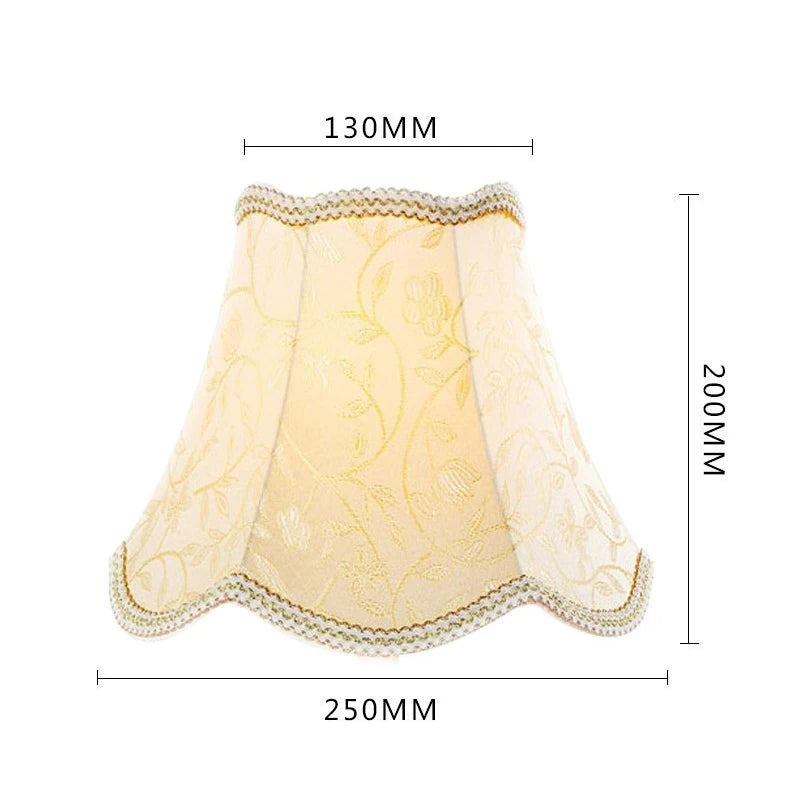 abat jour tissu floral broderie franges beige luxe décoration lampe table murale moderne