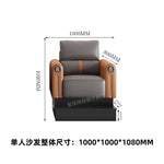 canapé moderne orange gris rayures horizontales tablette intégrée tiroir minimaliste forme scandinave chambre salon