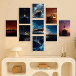 affiches murales titanic bleu noir blanc impressionnistes nuit lumière glace vague cadres