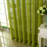 rideau vert texture lin moderne semi opaque tulle polyester inclusion accessoires fenêtre française