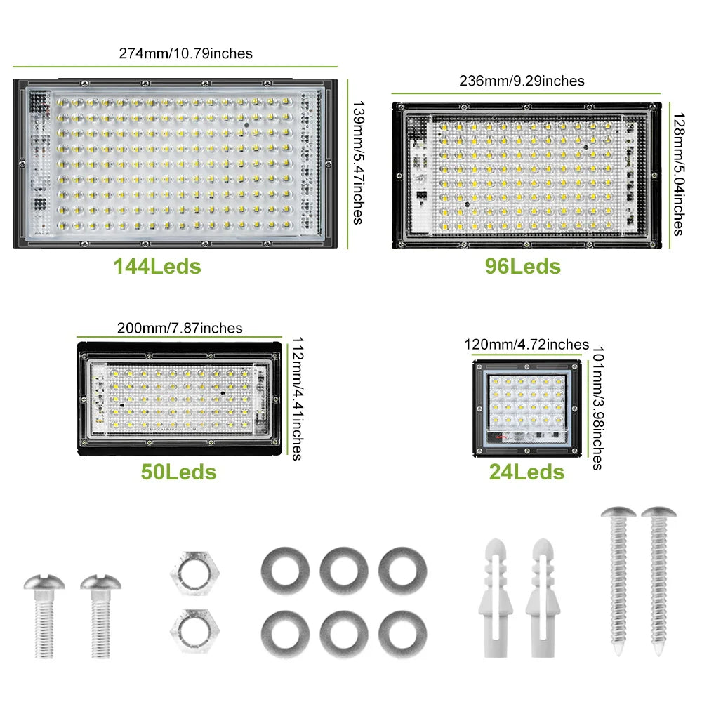 projecteur led moderne 200w ip65 extérieur blanc froid noir vis haute luminosité adjustable