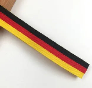 ruban gros grain rayé rouge jaune 25 yards polyester décoration barrette papillon double face