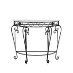 console meuble demi lune or marbre floral classique vintage blanc noir ornementé