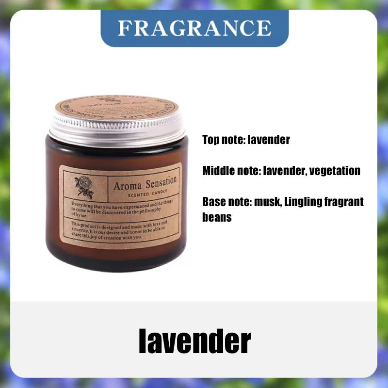 bougie parfumée soja sans fumée aromathérapie forme coupe marron clair étiquette blanche minimaliste hand