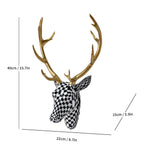 décoration murale tête cerf or blanc noir mosaïque moderne résine fixations murales deco animalier