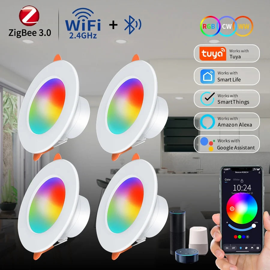 spot led intelligent blanc moderne éclairage translucide commande wifi bluetooth alexa google