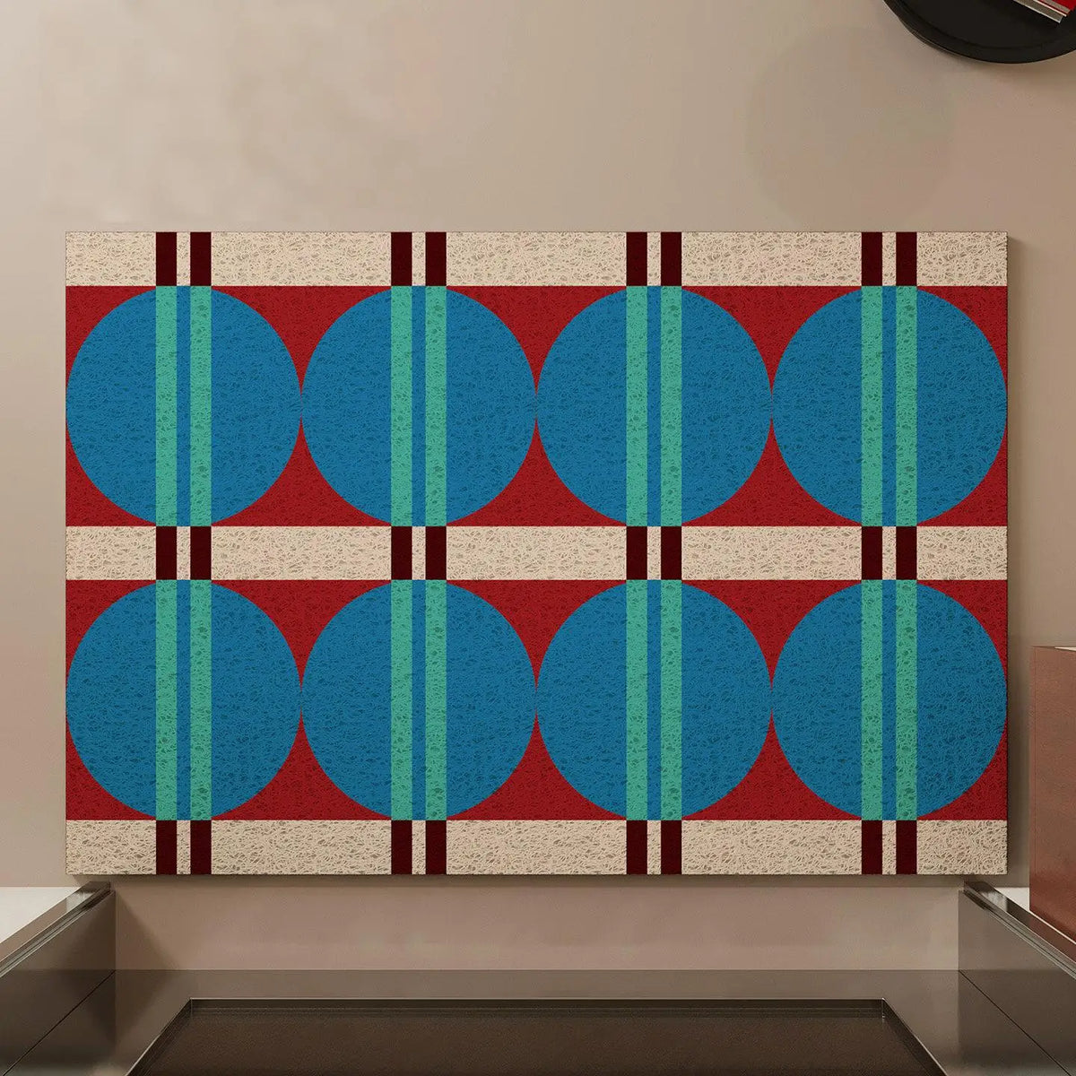 tapis pvc antidérapant moderne minimaliste géométrique vert beige marron bleu rouge