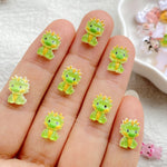 bijoux ongles animaux mignons résine cartoon grenouille rat chien singe vert bleu jaune rose