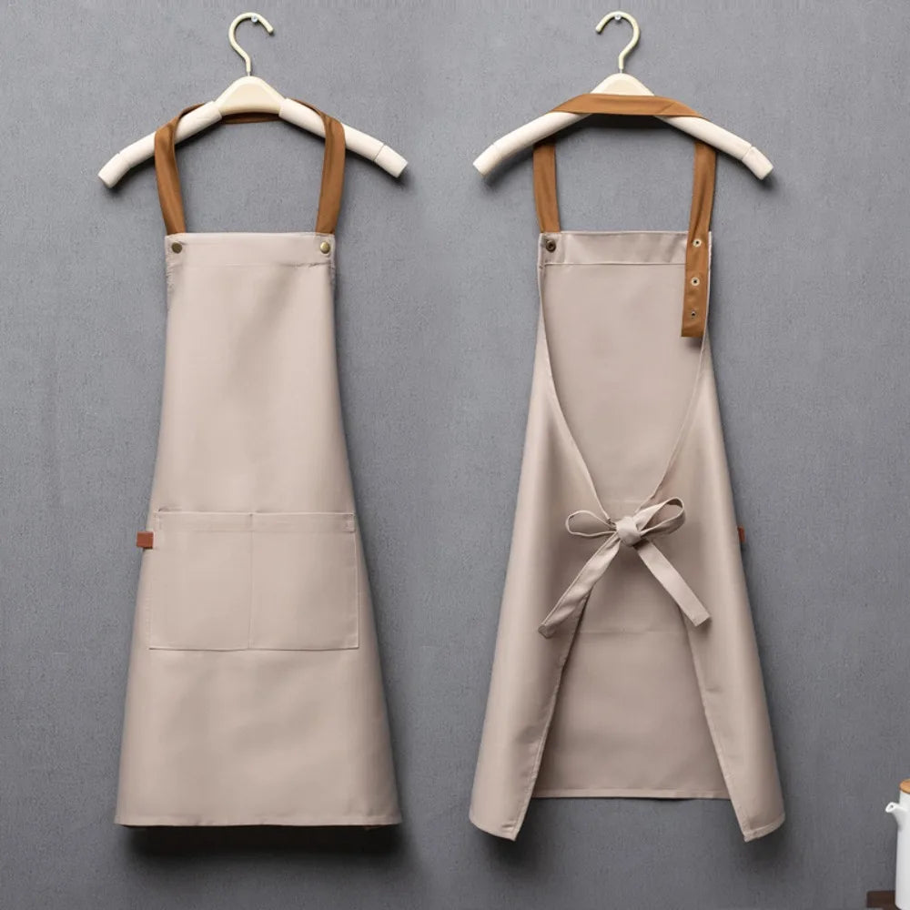 tablier cuisine imperméable bretelles réglables poche avant nettoyage classique beige noir bleu rouge