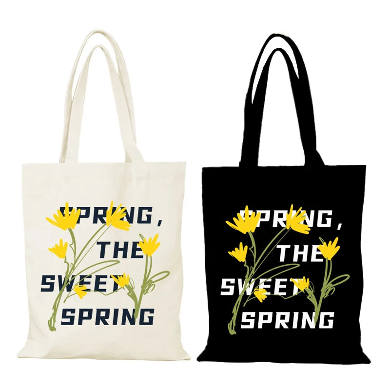sac main fleurs décontracté toile éclair shopping graphique moderne large femme provisions bãi biển