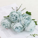 Bouquet artificiel pivoine rose pâle blanc feuilles vertes décoration intérieure romantique 29cm total length