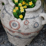 pots fleurs vintage gris motifs géométriques rustiques plantes artificielles cour jardin decoration