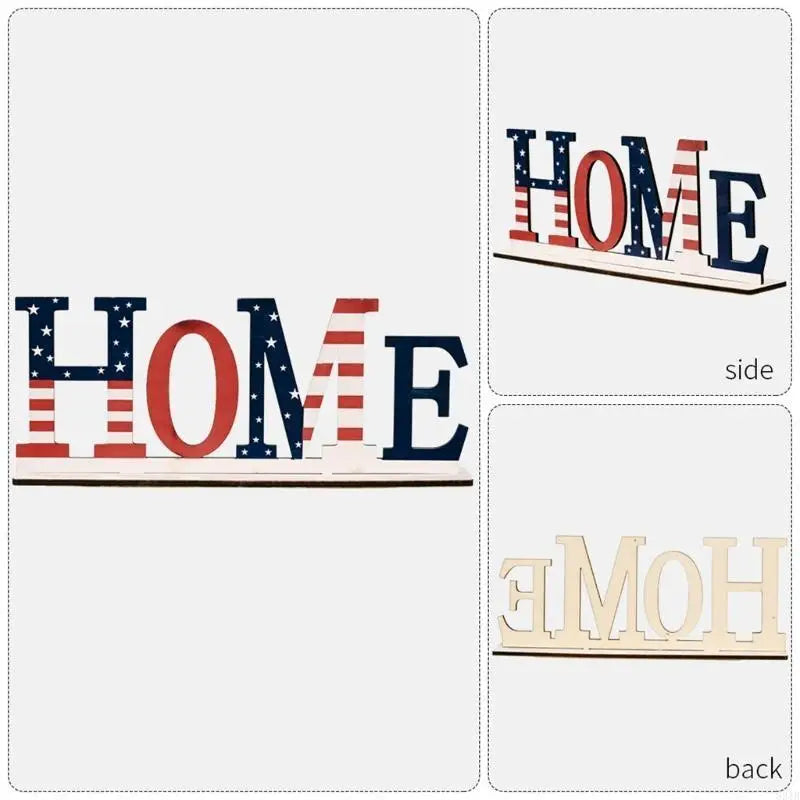 lettres decoratives bois hello alphabet decoration salon moderne classique motifs patriotiques rouge blanc bleu