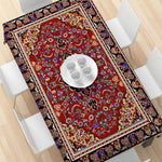 nappe imperméable ornements floraux rouge noir bleu beige classique table réutilisable polyester tissage tat