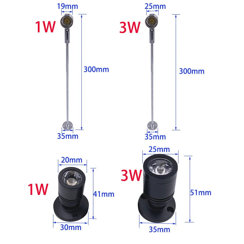 projecteur led noir moderne adhésif 1w 3w rgb télécommande câble adaptateur