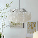 Suspension lumineuse moderne fer blanc coquillage superposé éolienne élégante chambre restaurant