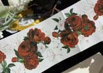 autocollants muraux fleurs roses feuilles rouge blanc adhésifs décoratifs réaliste opaque chambre