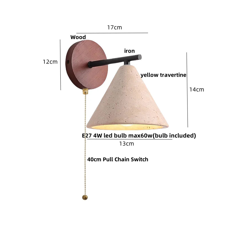 lampe murale moderne abatjour texturé bois ampoule led chaîne interrupteur marron noir beige