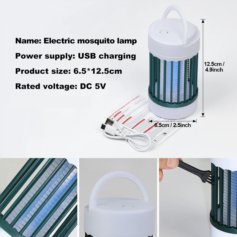 lampe anti moustiques rechargeable usb blanc noir rayures modernes compactes poignée notice câble