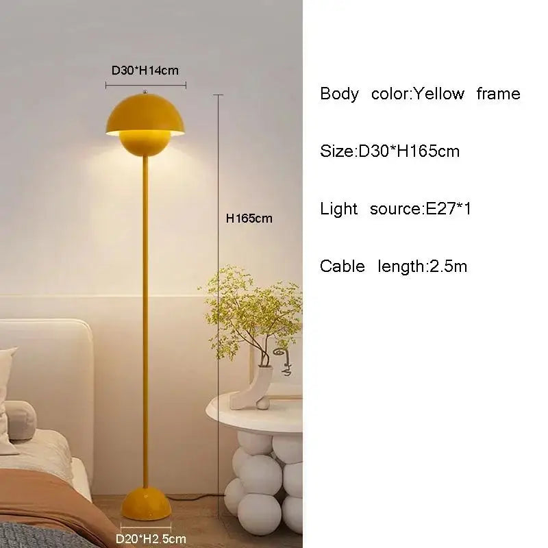 lampe sol moderne rouge blanche jaune métal brillant adhésif led sans ombre