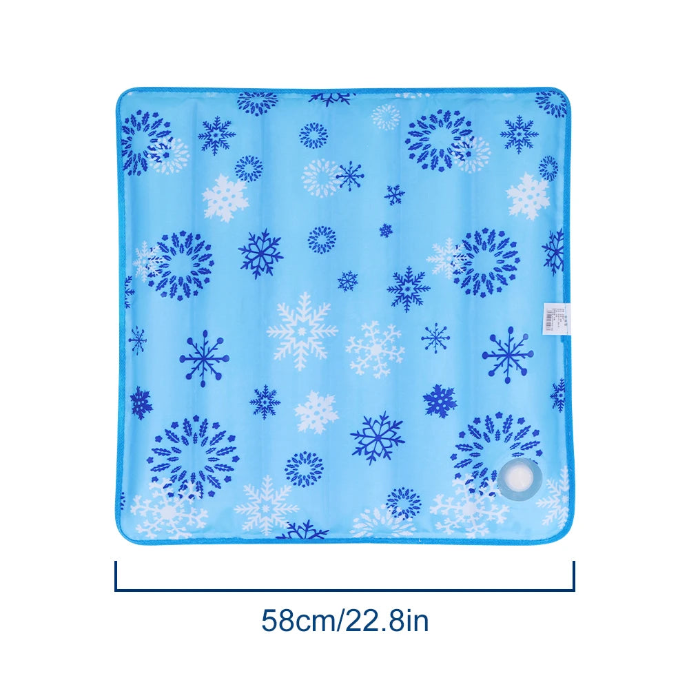 tapis rafraissant animal chat chien bleu blanc orange moderne texturé flocons neige