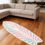 tapis sol forme planche surf vert motif feuille palmier doux antidérapant