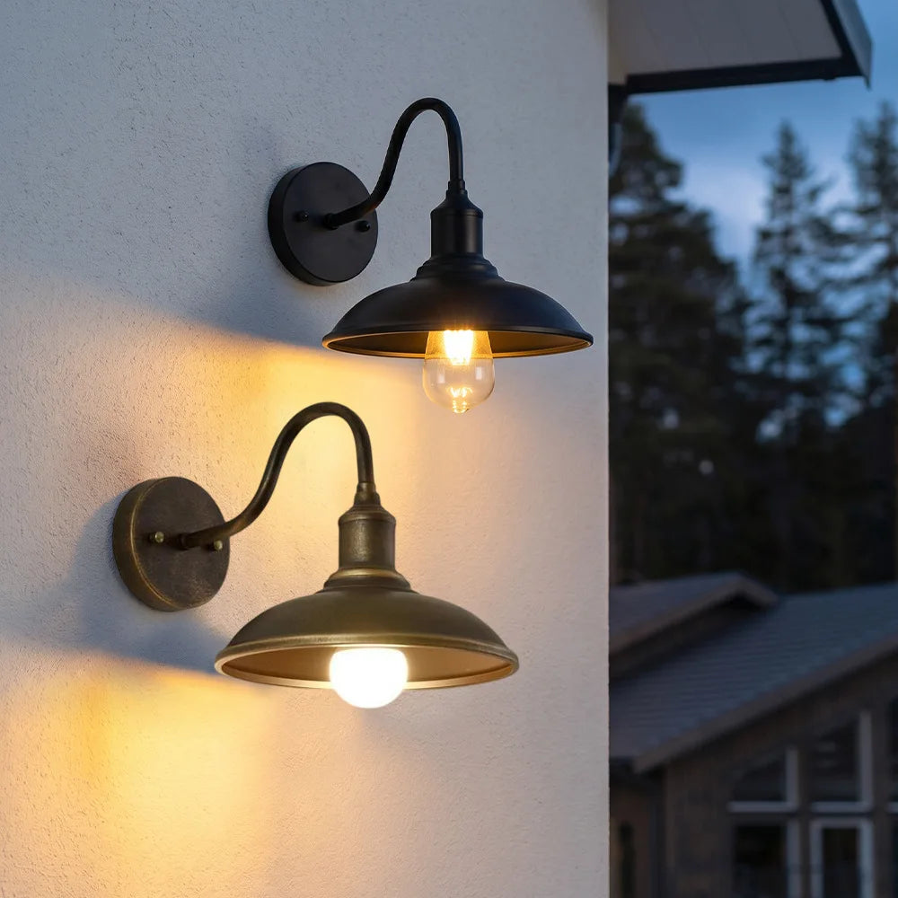 lampe murale industrielle vintage bronze noir étanche éclairage maison E27 LED