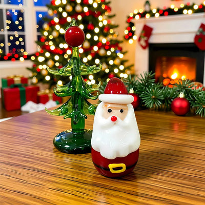 Poupée de Père Noël en verre Murano artisanal sur table de salon