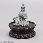 support statue bois marron relief pétales artisanal traditionnel décoration intérieure stand figuration crafts display