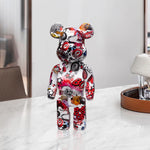 figurine ours multicolore graffiti résine contemporaine décoration intérieur table chambre erotique