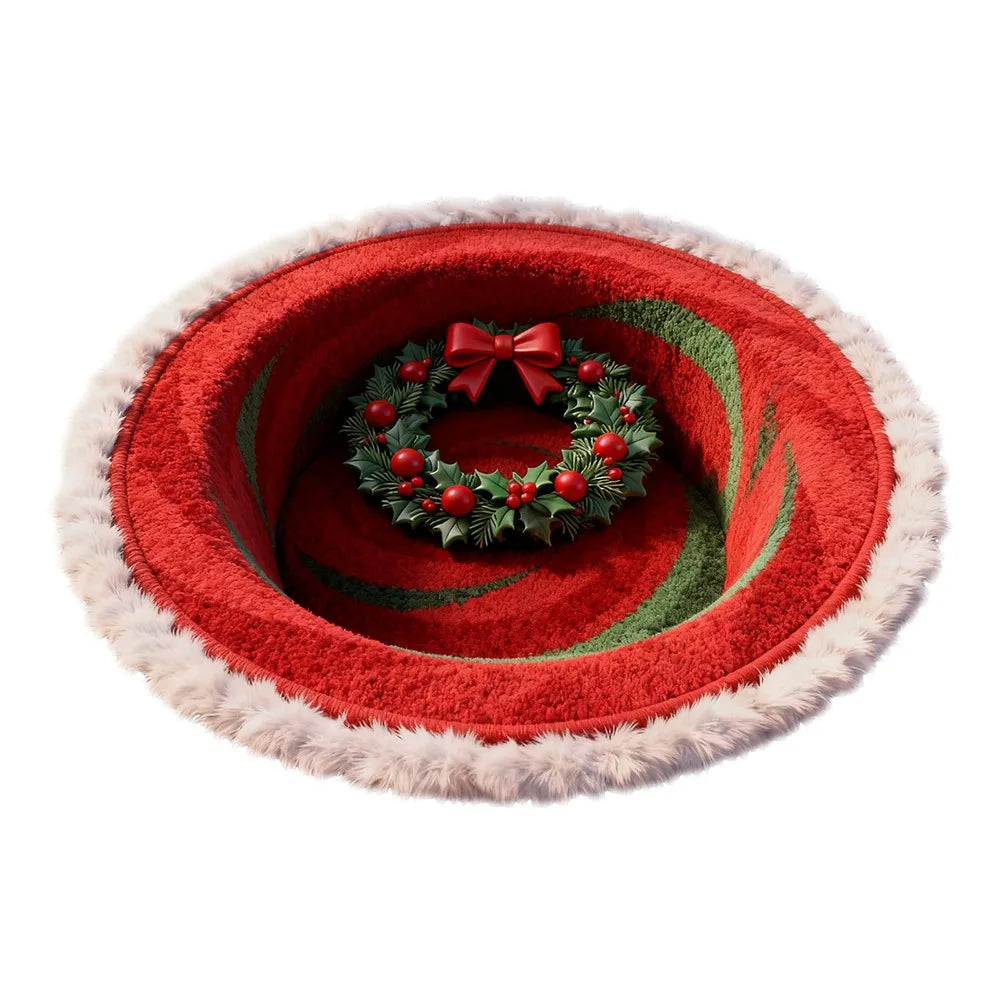 tapis sol rouge vert blanc noël rayures flocons guirlandes cadeaux 60cm antidérapant