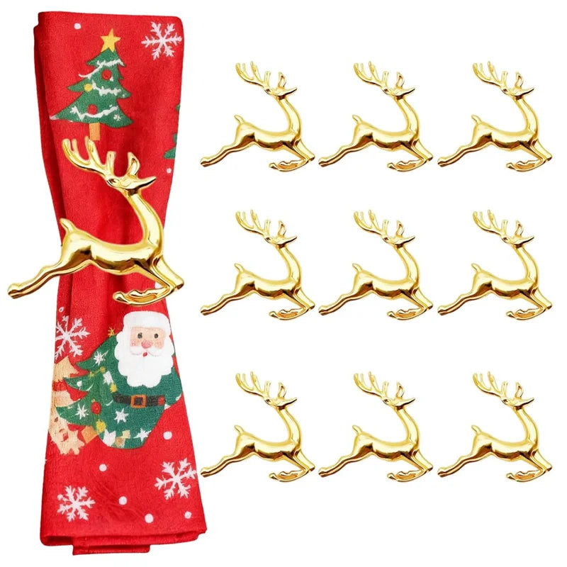 anneaux serviettes renne or clips artisanat respectueux environnement noël thanksgiving table decoration
