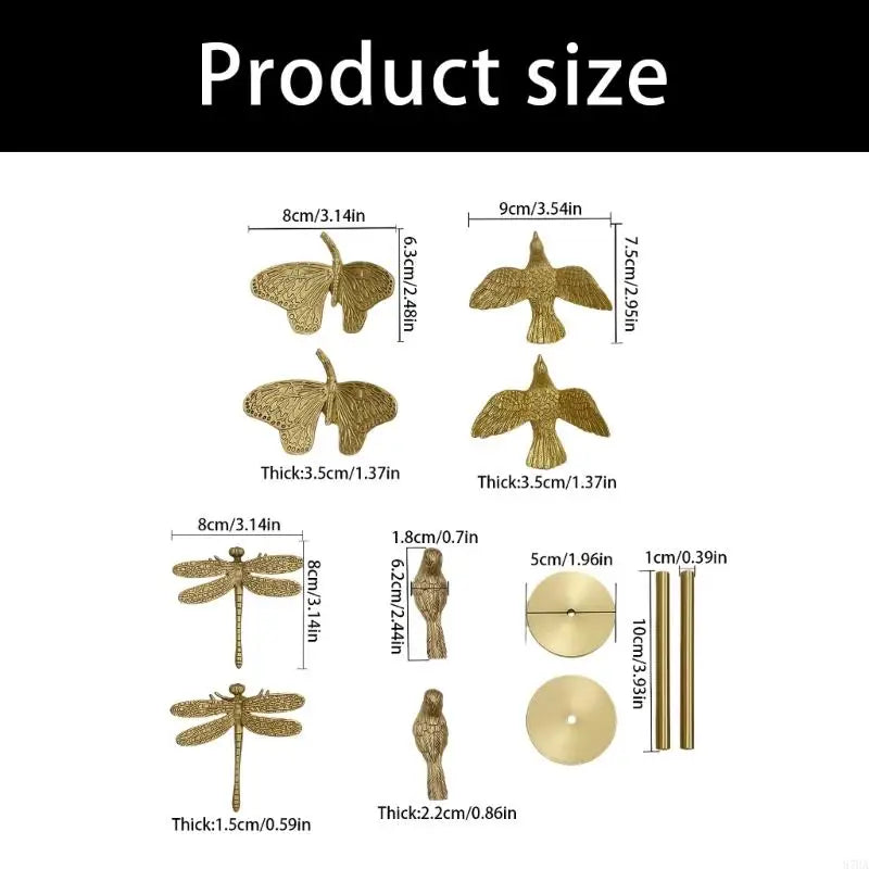 accessoires fenêtre agrafes dorées papillon libellule oiseau renne artisanal élégant métal