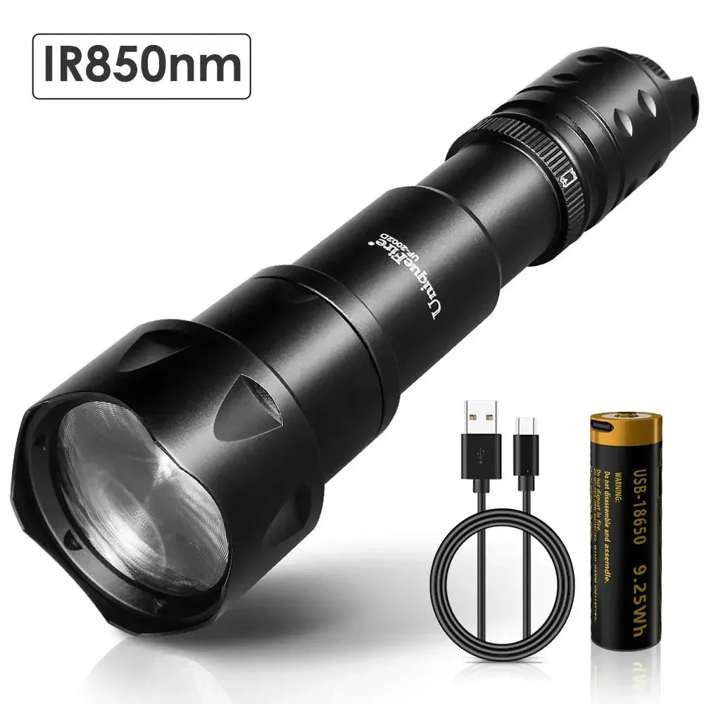 torche noire led rechargeable zoom vision nocturne 5w 940nm 850nm usb