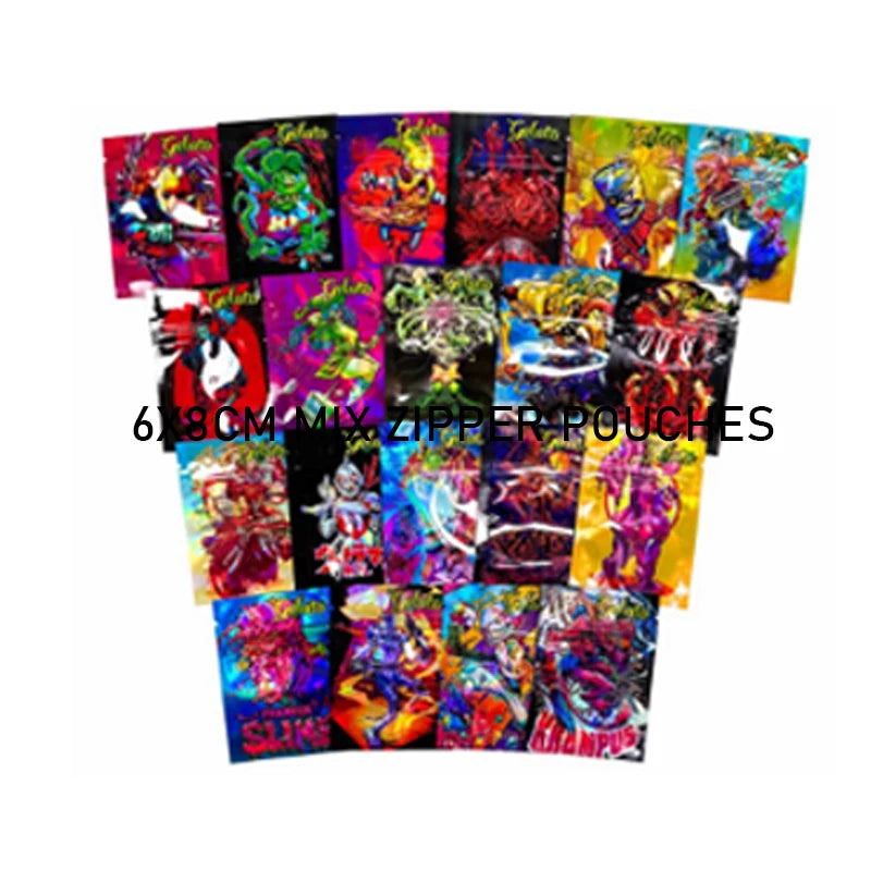 pochettes zippées multicolores imprimées graphiques 6x8cm opaques modernes respectueux environnement 100pcs