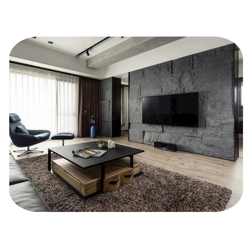 panneau decoratif mural moderne gris noir aspect pierre naturelle clips fixation 30x30cm x3cm 25kg