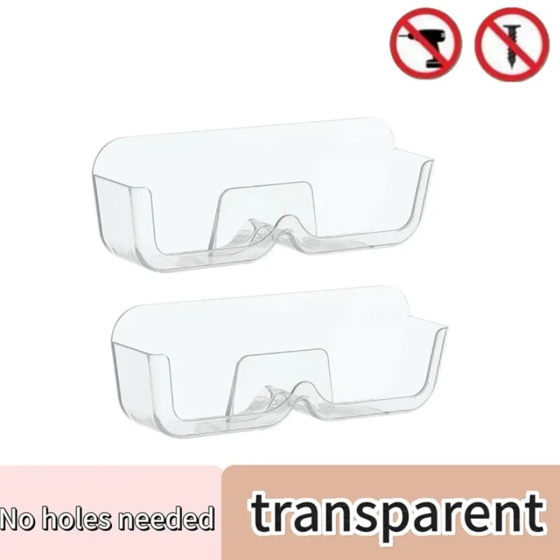 porte lunettes mural adhésif transparent blanc gris moderne rangement anti pression chevet soleil