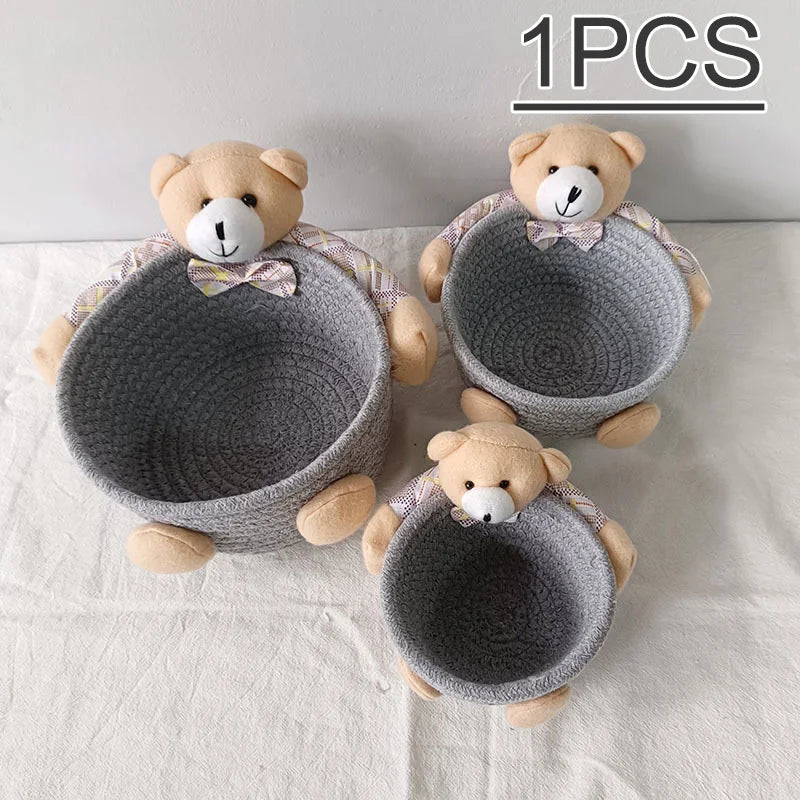 panier rangement tissu coton peluche décorative cosmétiques jouets accessoires