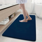 tapis bain bleu marine noir gris uni velours moderne antidérapant salle bain adhésif grande