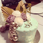 décoration gâteau anniversaire doré floral violet rose élégante mariage fiançailles noël valentin halloween