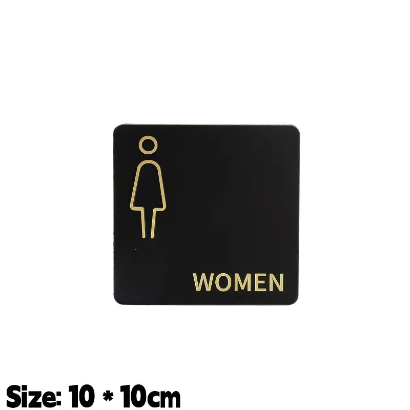 panneau toilette moderne adhésif symbole homme femme wc handicapé noir doréscrição