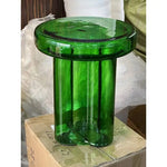 table d'appoint ronde moderne bois pierre couleur verte bleue transparente
