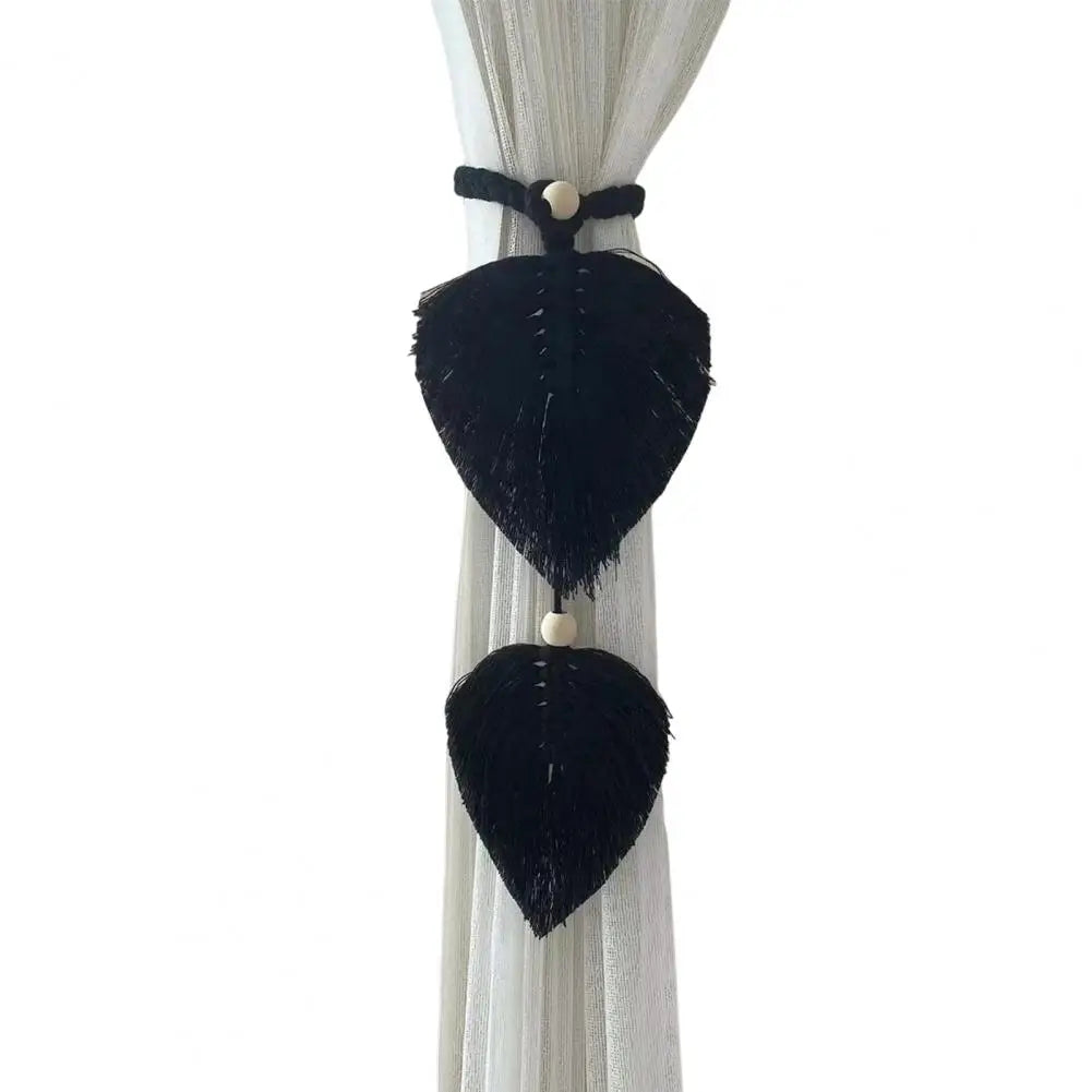 rideau boho feuilles coeur tissage main blanches couleurs variées transparent artisanal