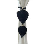 rideau boho feuilles coeur tissage main blanches couleurs variées transparent artisanal