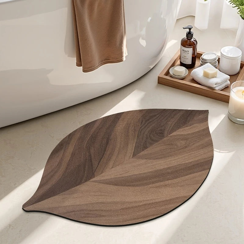 tapis bain absorbant séchage rapide antidérapant texture bois moderne marron clair veines naturel chaussons