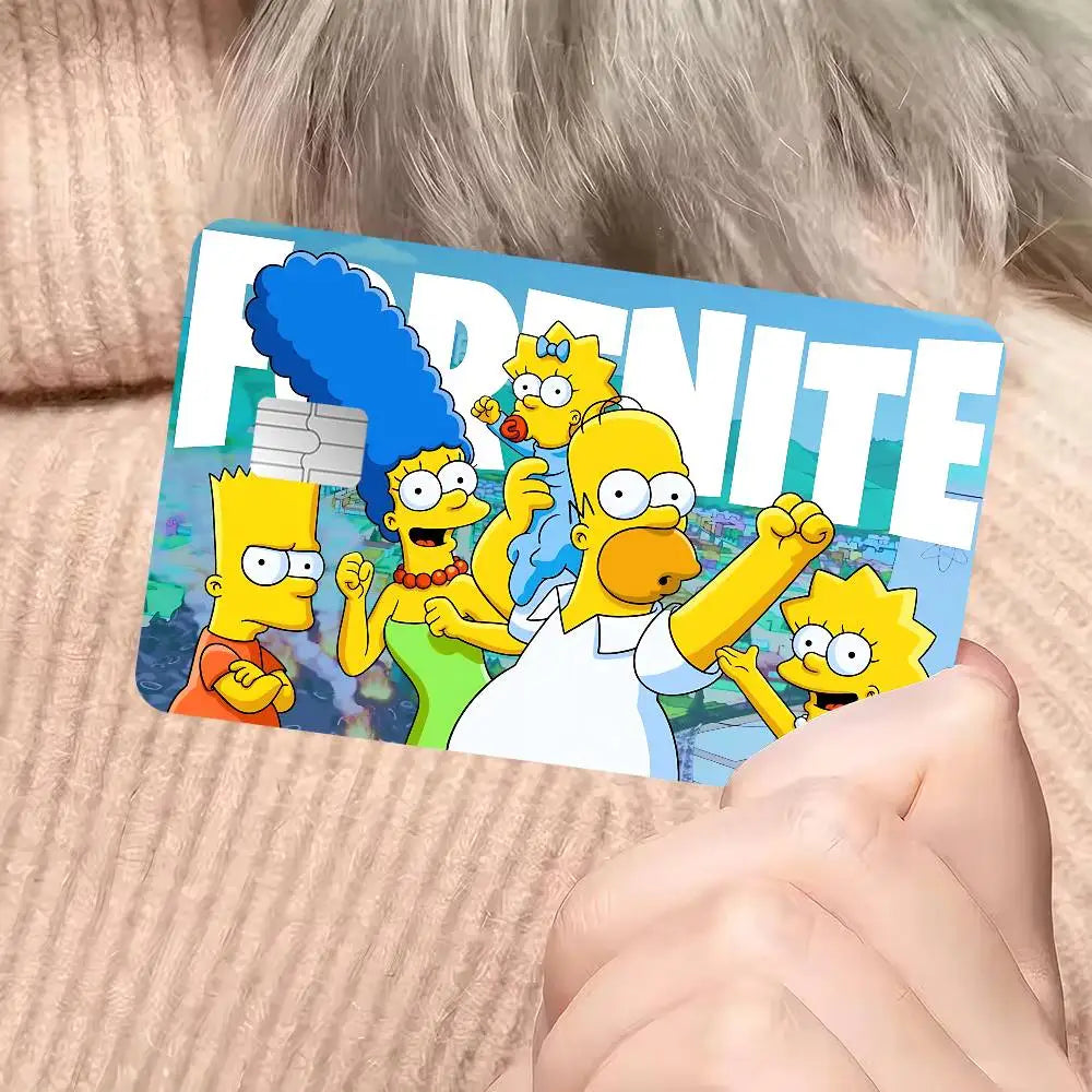 autocollants dessins animés simpsons fortnite cartes bancaires réutilisables imperméables pop art multicolores adultes femmes