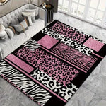 tapis léopard rose moderne graphique polypropylène polyester salon chambre salle bainextérieur commercialisation