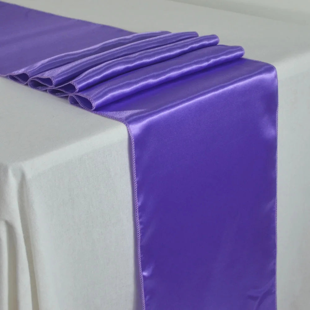 chemin table violet uni satin moderne décoration mariage fête anniversaire maison luxe chic