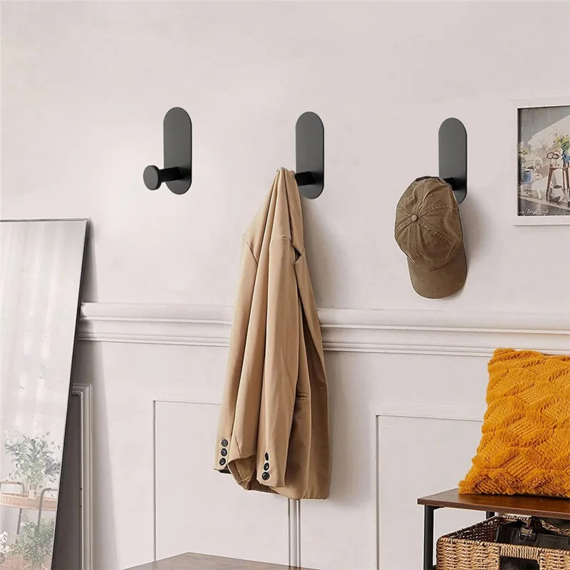 crochets adhésifs noirs robustes serviettes douche cuisine sans perçage moderne minimaliste