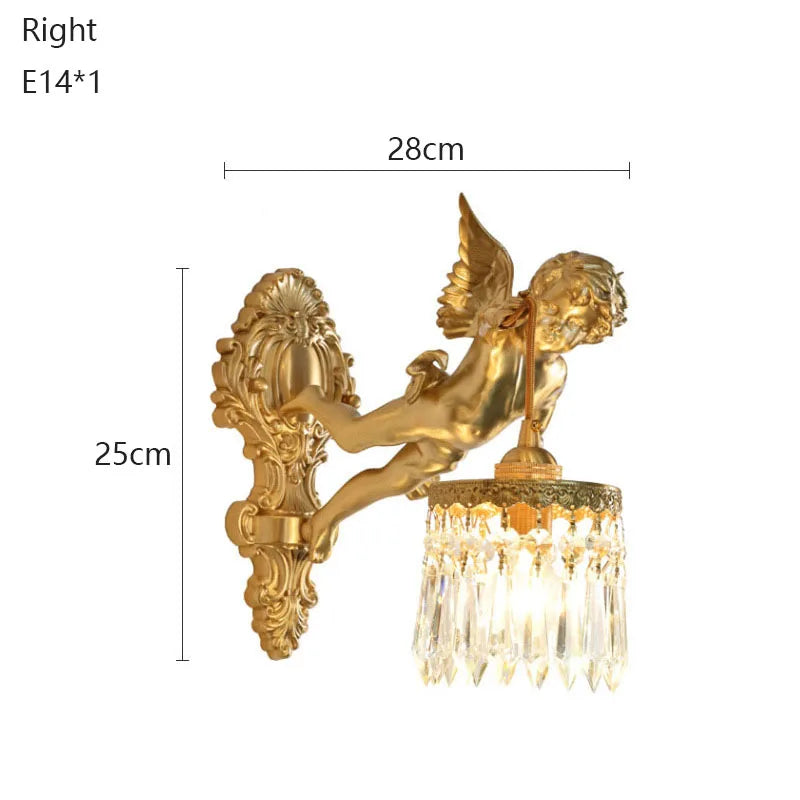 applique murale classique ange cristal doré éclairage led cuisine salle manger fixée mur